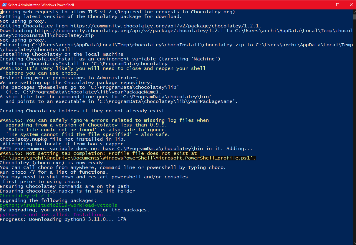 Installing Node JS and Python